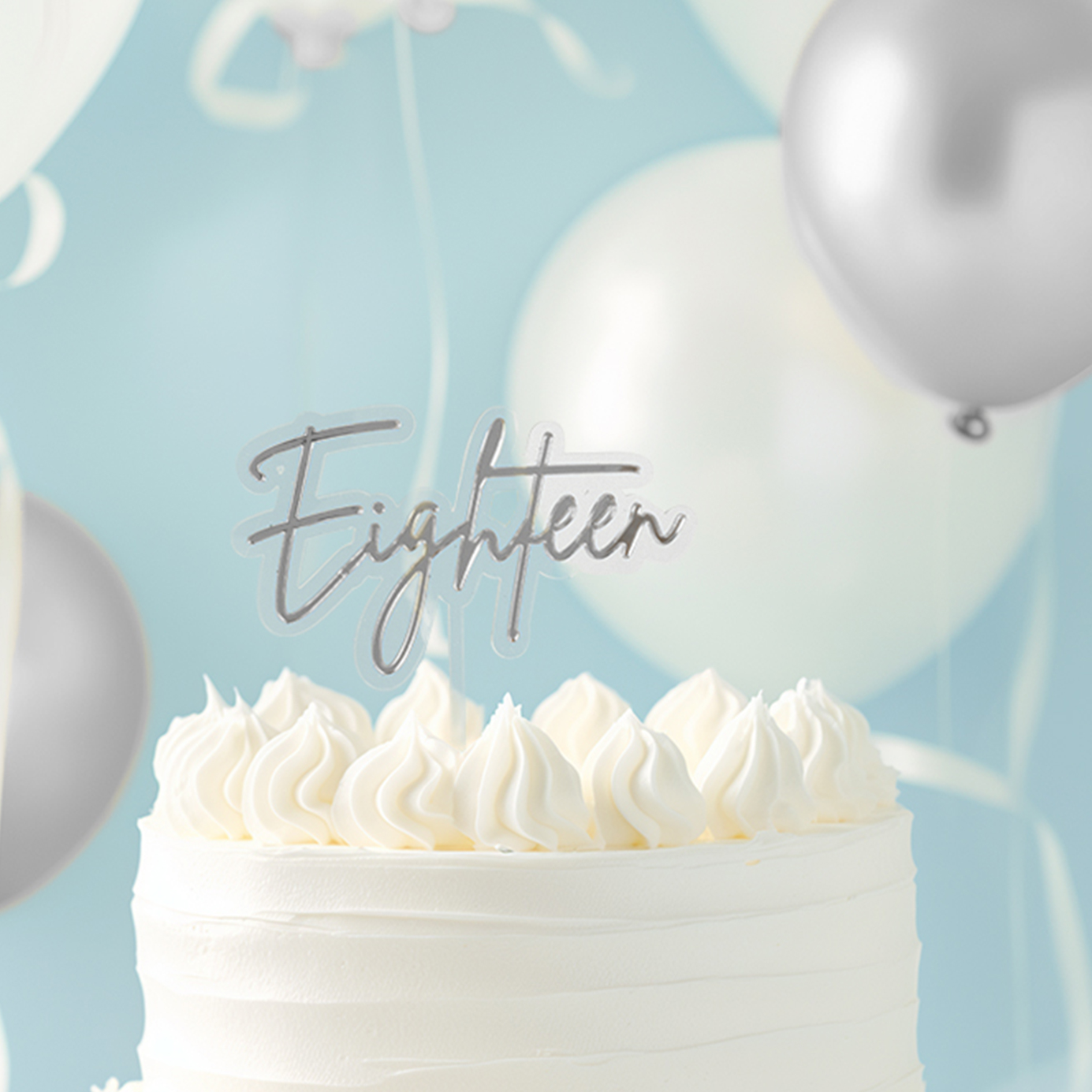 SILVER / CLEAR Layered Cake Topper - EIGHTEEN