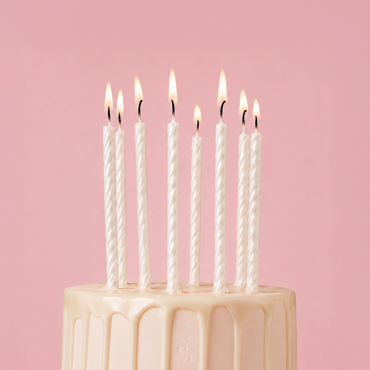 SPIRAL Cake Candles PEARLISED WHITE (Pack of 12)