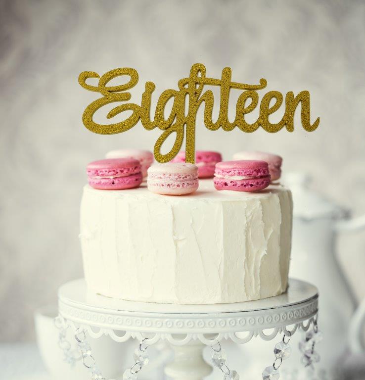 Number EIGHTEEN Cake Topper (Gold)