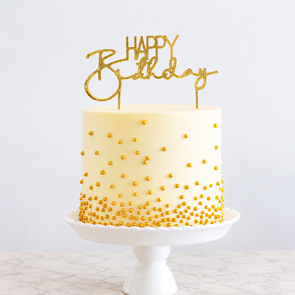 GOLD Metal Cake Topper - HAPPY BIRTHDAY 2