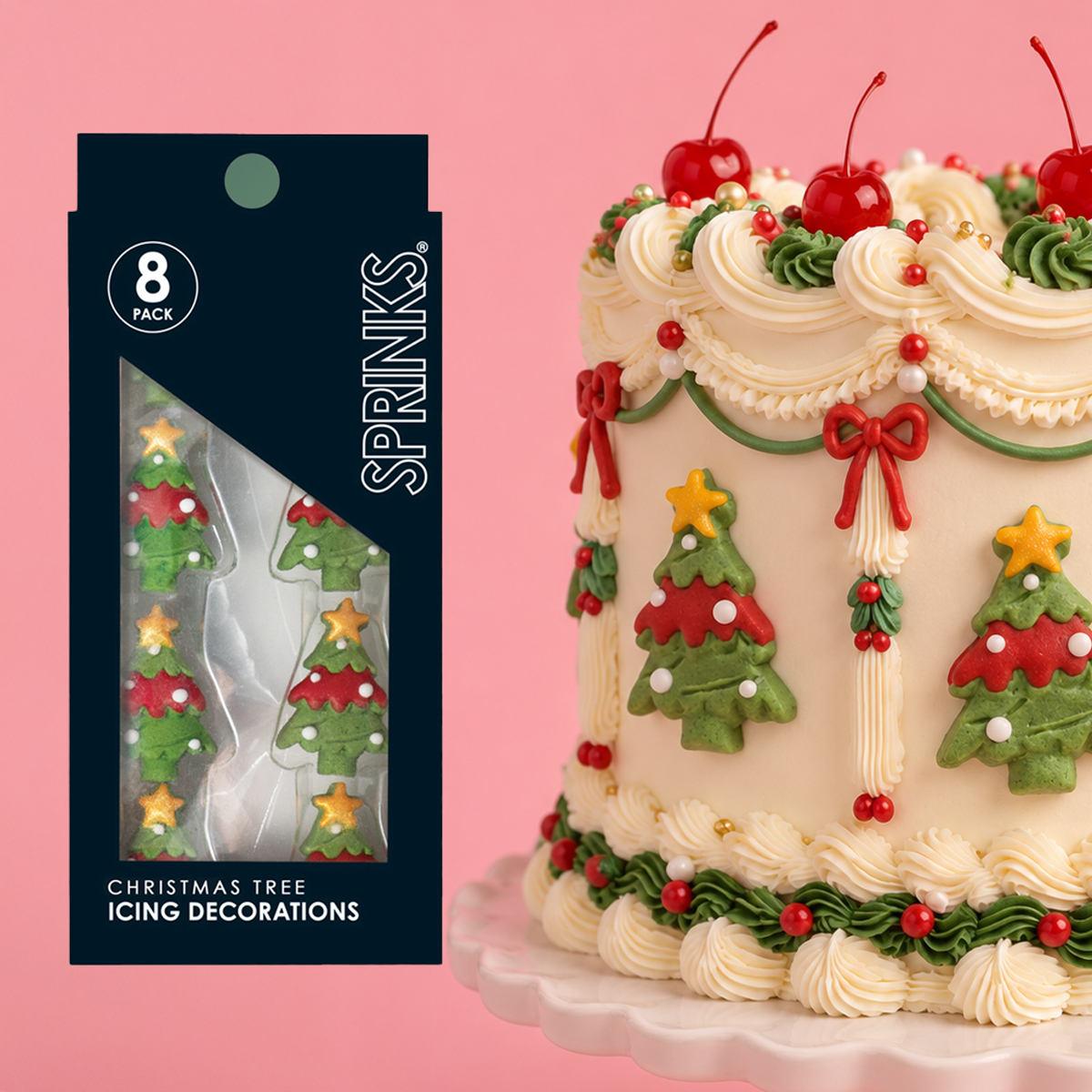 SPRINKS Icing Decorations - CHRISTMAS TREES (8 pieces)