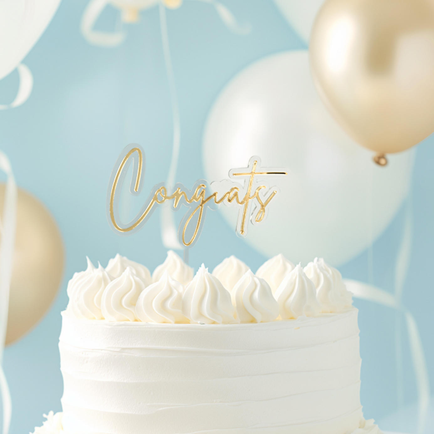GOLD / CLEAR Layered Cake Topper - CONGRATS