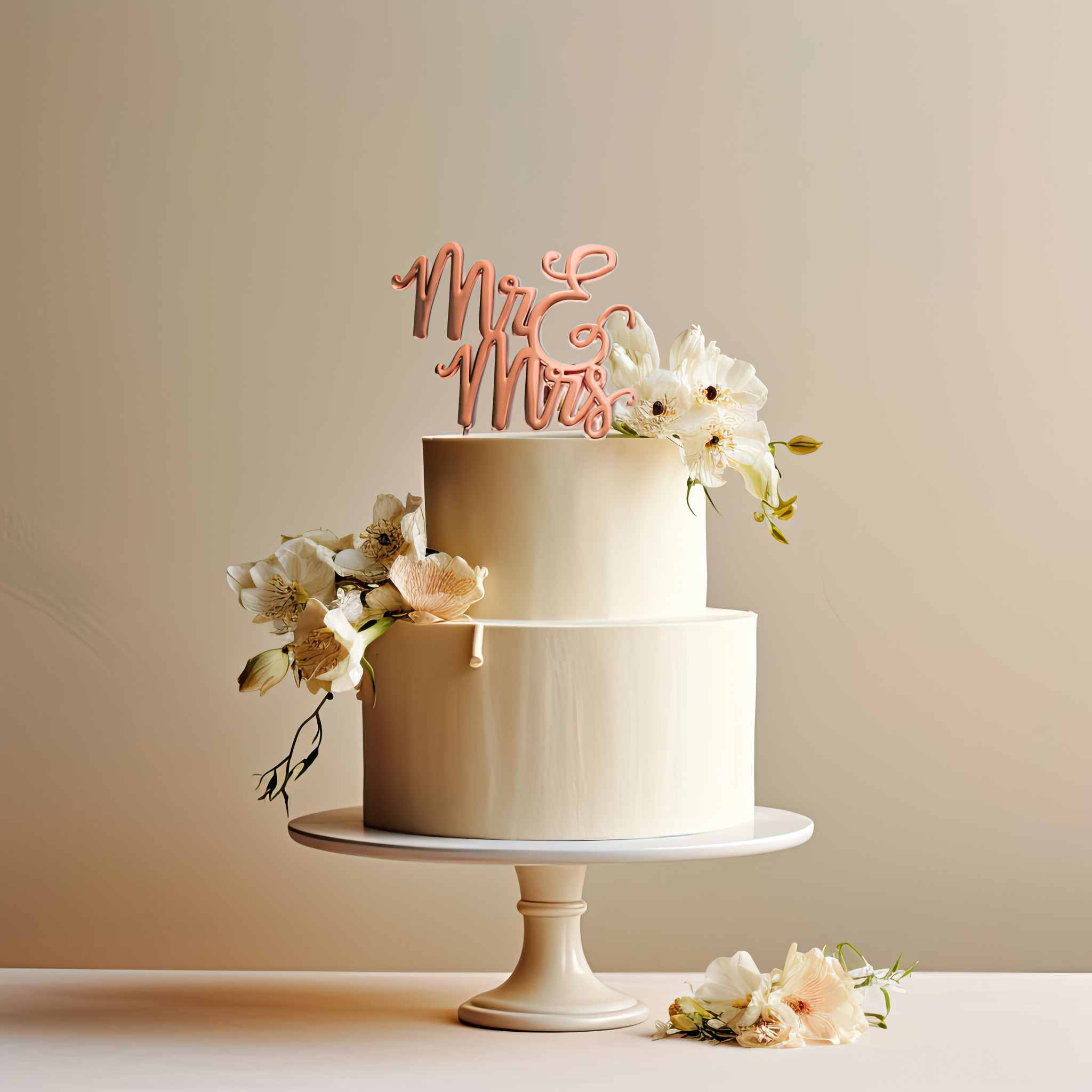 ROSE GOLD Plated Cake Topper - MR & MRS