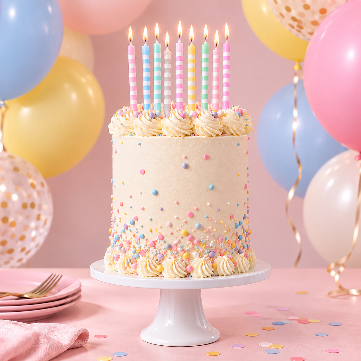 PASTEL STRIPED Cake Candles (Pack of 12)