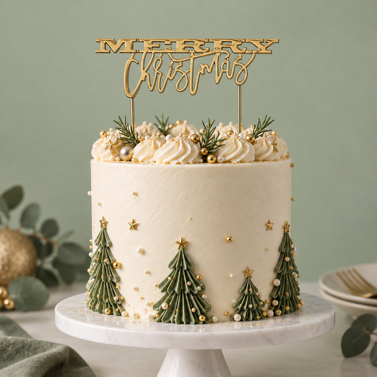 GOLD Plated Cake Topper - MERRY CHRISTMAS