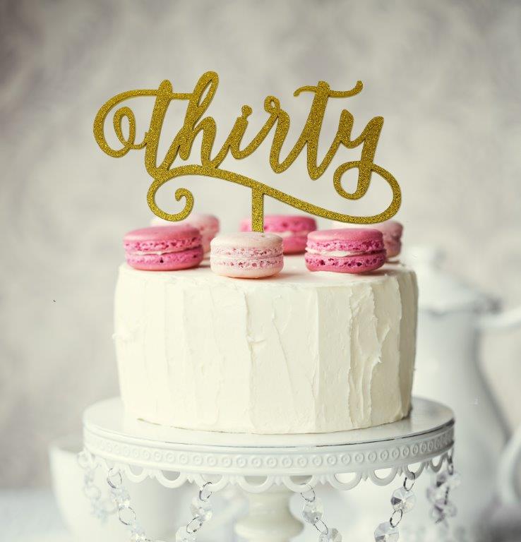 Number THIRTY Cake Topper (Gold)