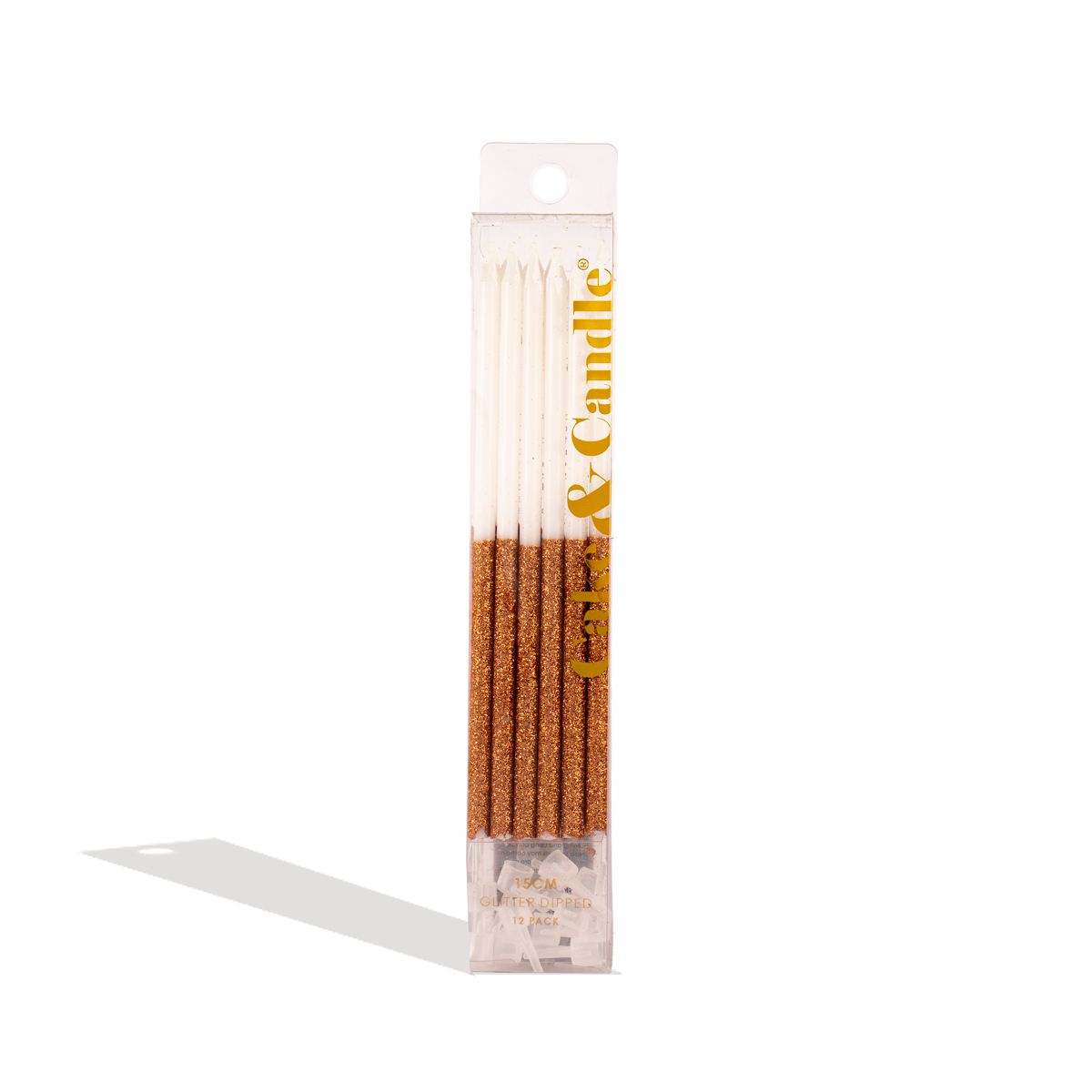 ROSE GOLD Glitter Dipped Cake Candles (Pack of 12)