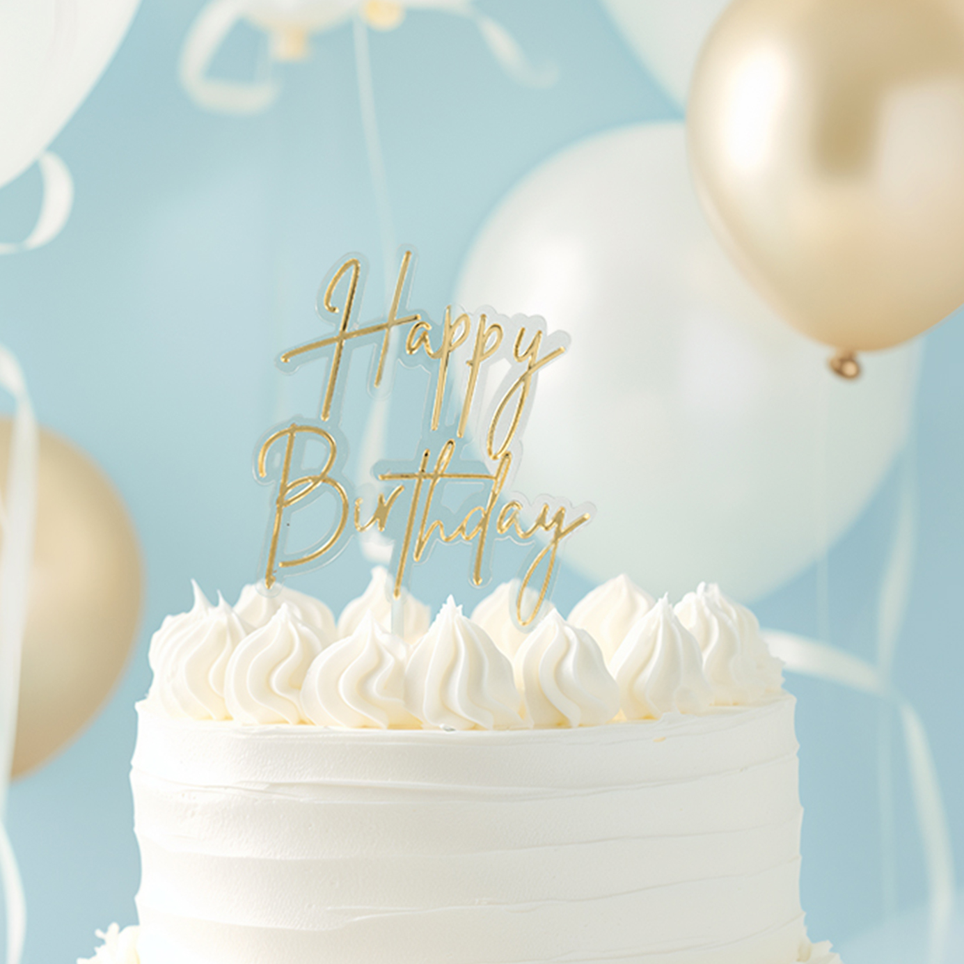 GOLD / CLEAR Layered Cake Topper - HAPPY BIRTHDAY