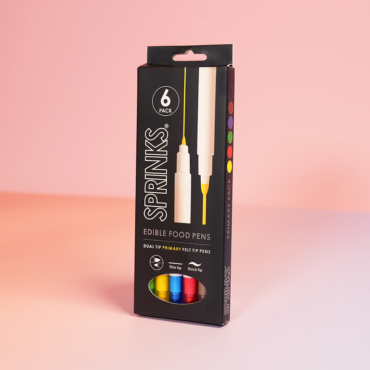 SPRINKS Edible Food Pen Set - PRIMARY PACK (Pack of 6)