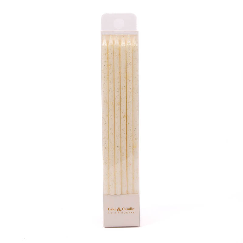 WHITE Glitter Cake Candles (Pack of 12)