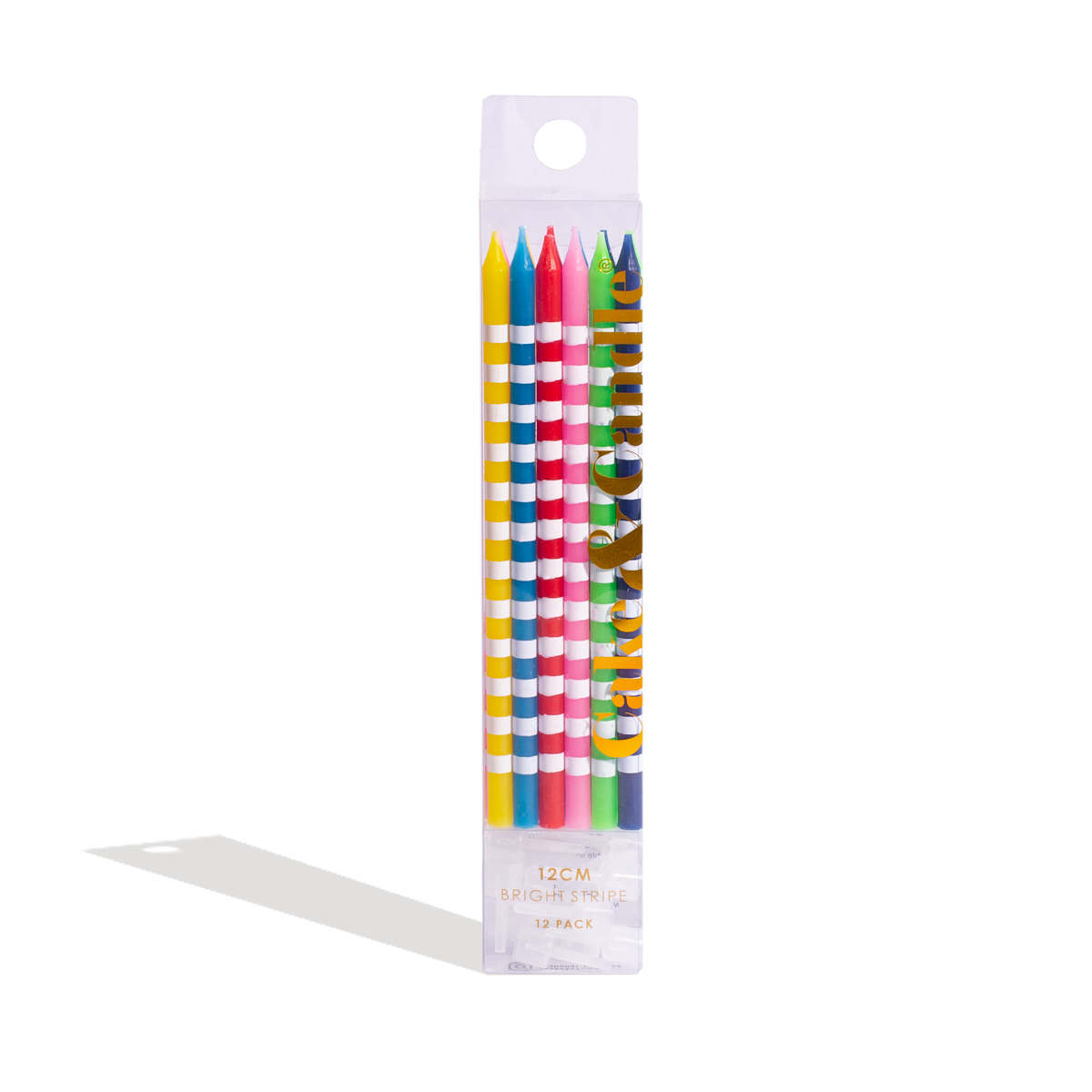 BRIGHT STRIPED Cake Candles (Pack of 12)