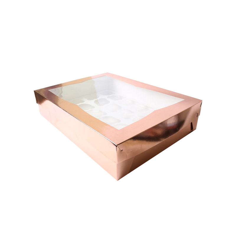 ROSE GOLD Cupcake Box with PVC Window (holds 24 cupcakes)