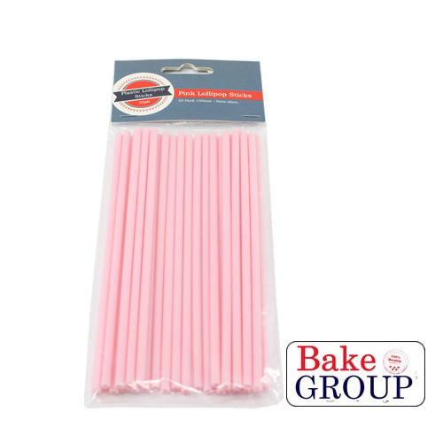 PINK Plastic Lollipop Sticks 15cm (6 inch) - packs of 25
