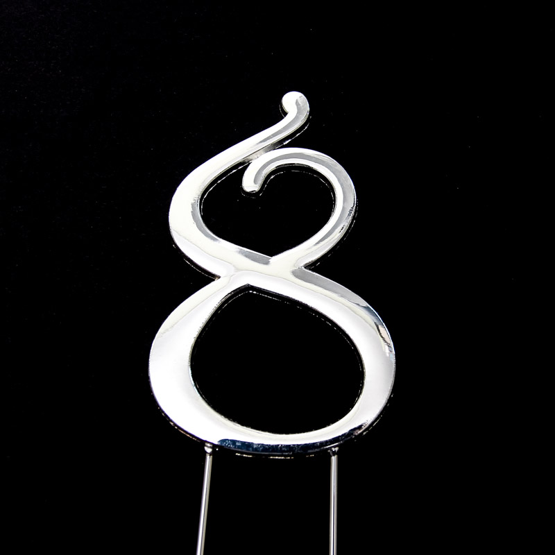 SILVER Cake Topper (7cm) - NUMBER 8