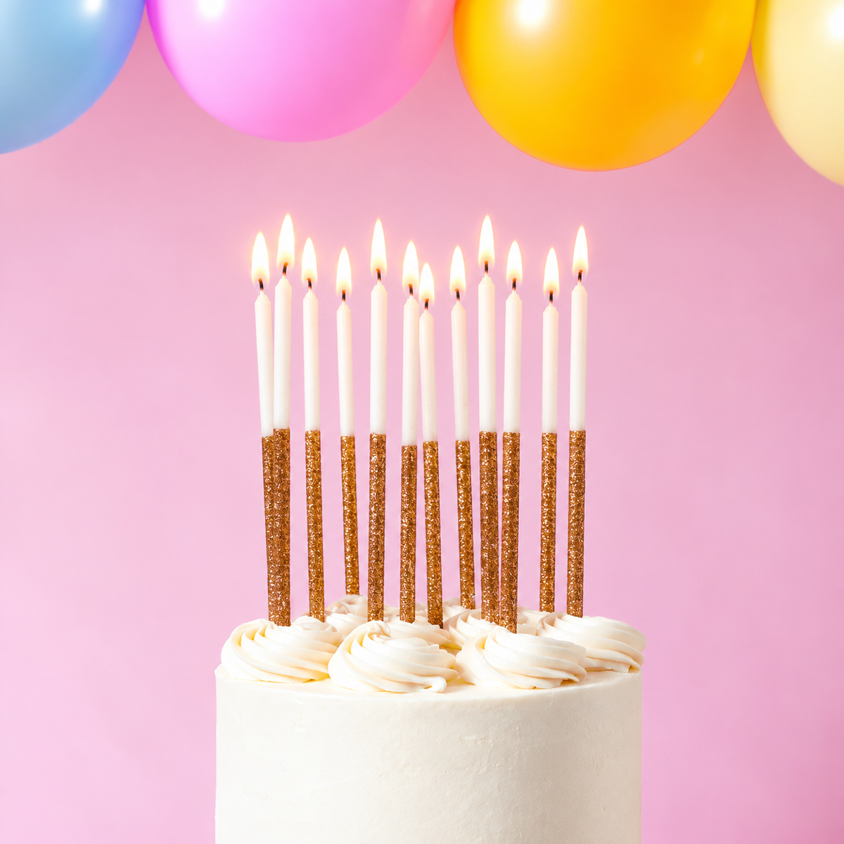 ROSE GOLD Glitter Dipped Cake Candles (Pack of 12)