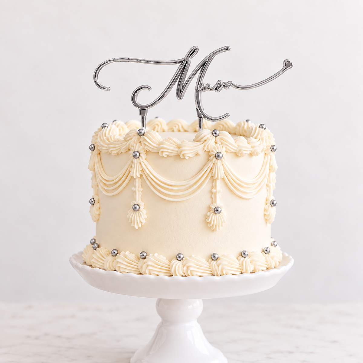 SILVER Metal Cake Topper - MUM
