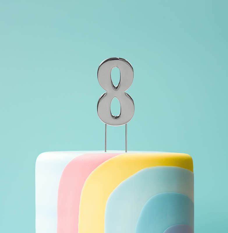 BOLD Cake Topper - SILVER NUMBER 8