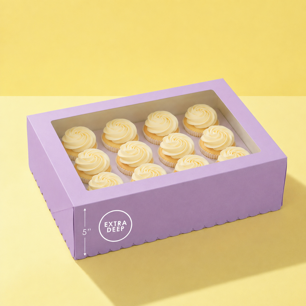 PAPYRUS Scalloped Tall Cupcake Box (12 hole) - PASTEL LILAC