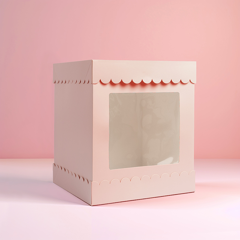 10 x 10 x 12 Tall Scalloped Cake Box - PASTEL PINK