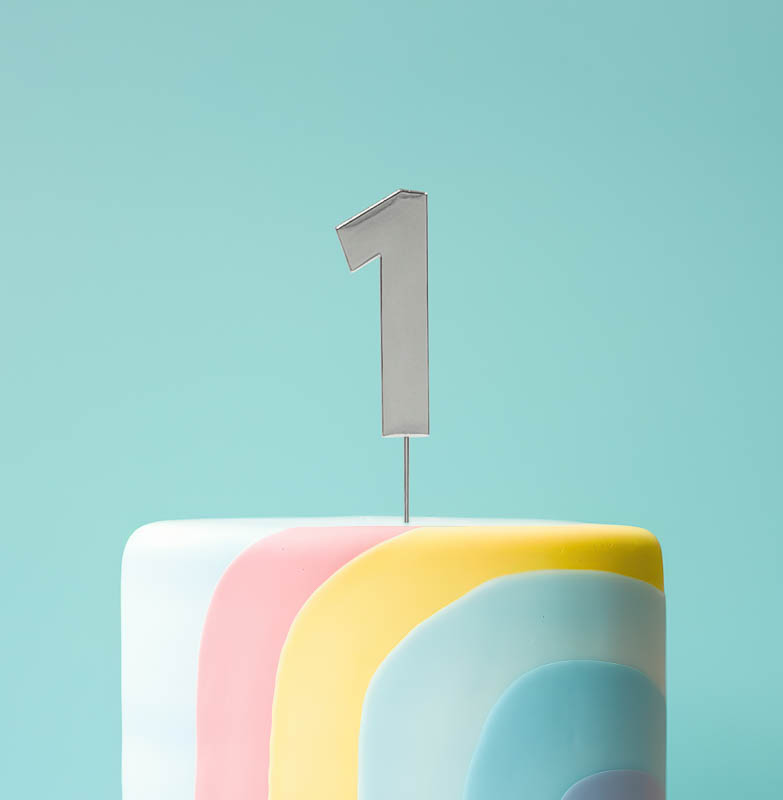 BOLD Cake Topper - SILVER NUMBER 1