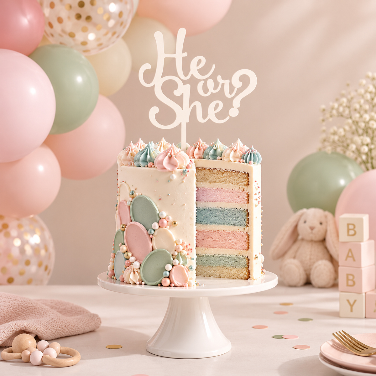 HE or SHE Cake Topper (Opaque)