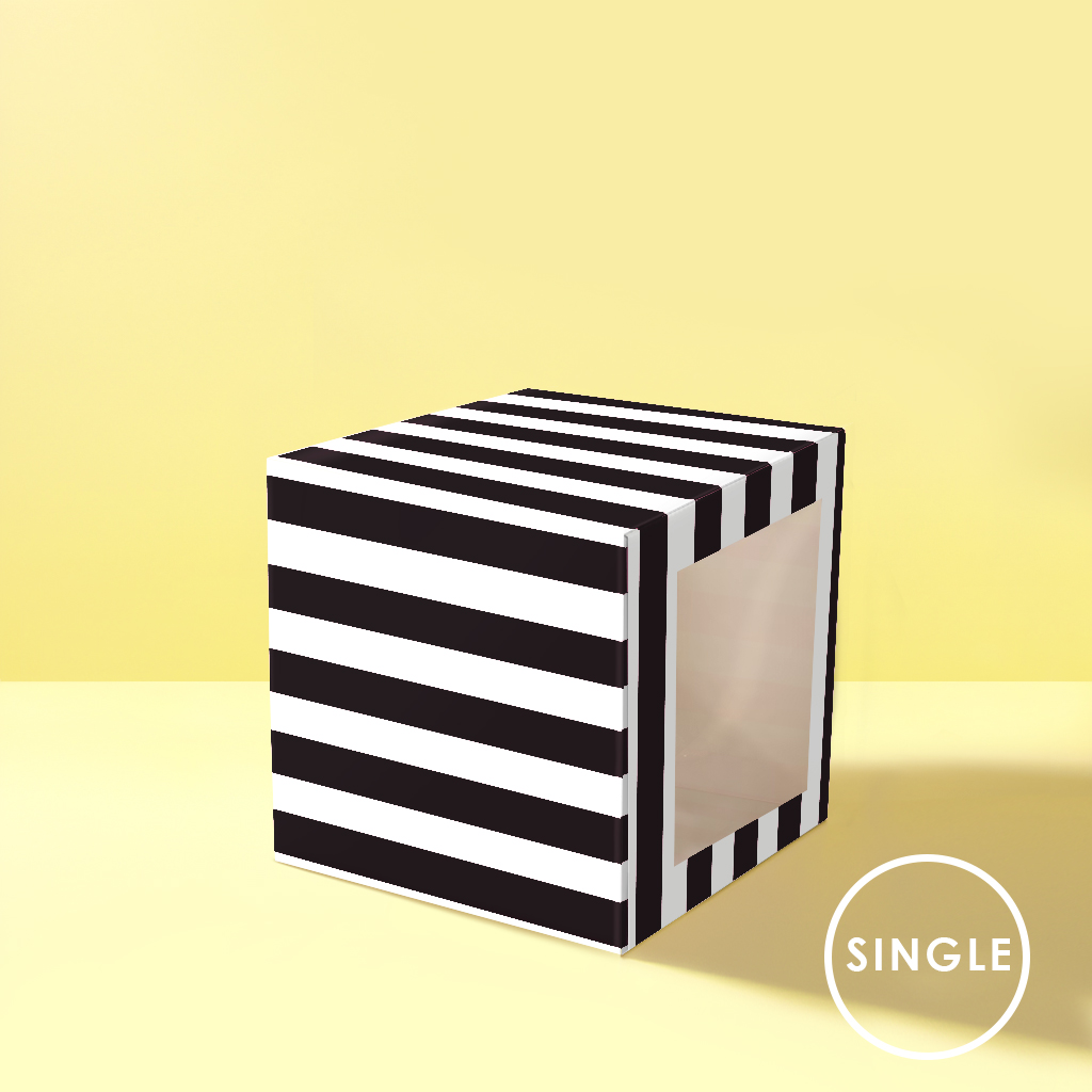 BLACK & WHITE STRIPE Cupcake Box with PVC Window (Single)