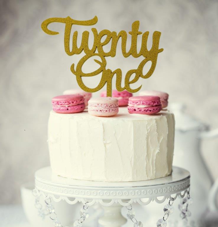 Number TWENTY ONE Cake Topper (Gold)