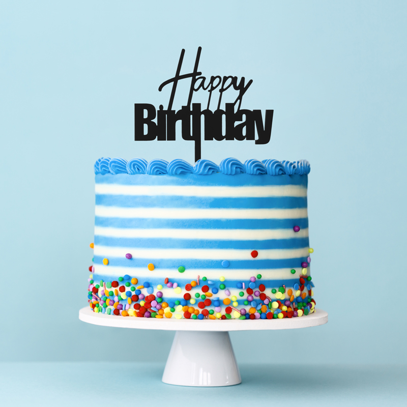 FUN Happy Birthday Cake Topper - BLACK