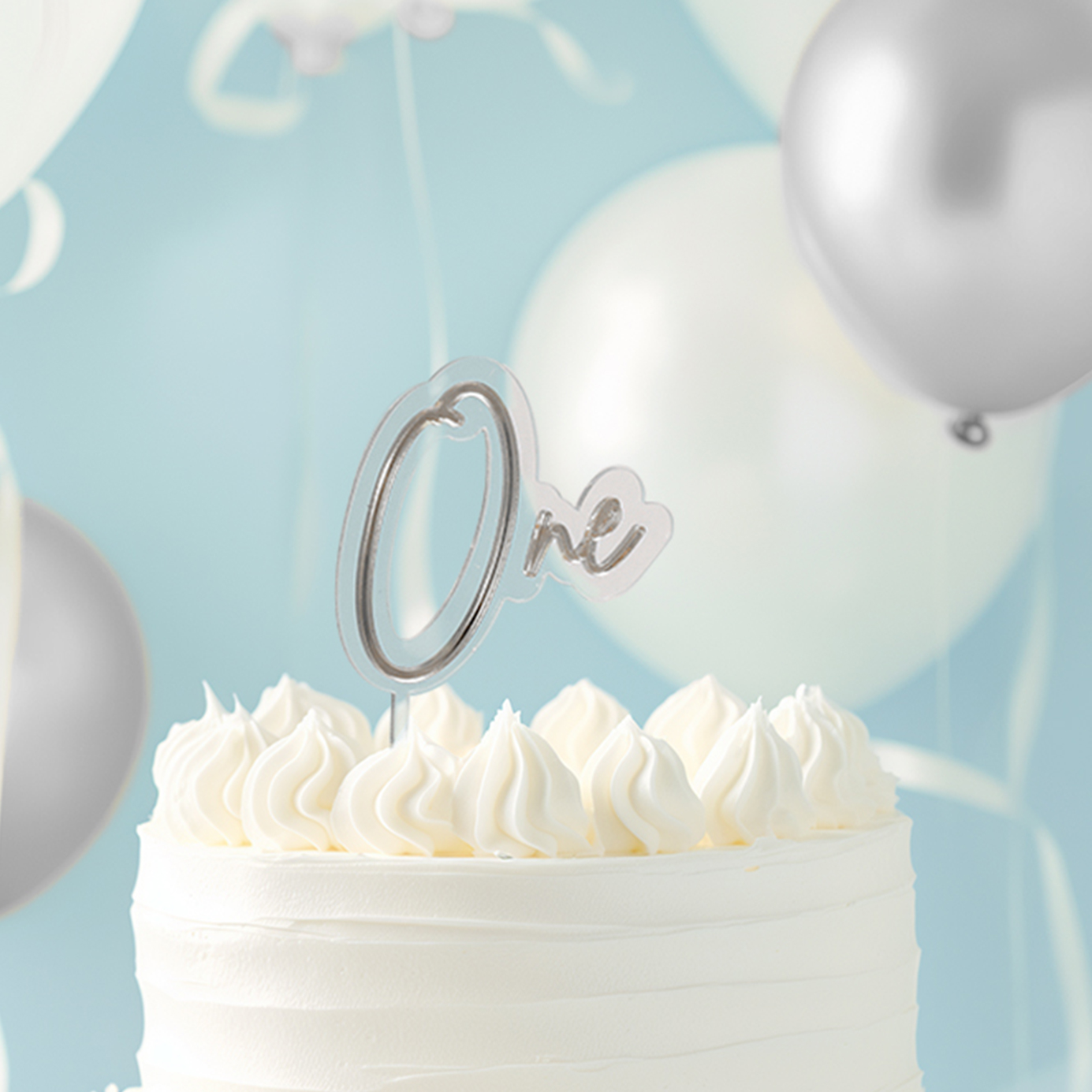 SILVER / CLEAR Layered Cake Topper - ONE