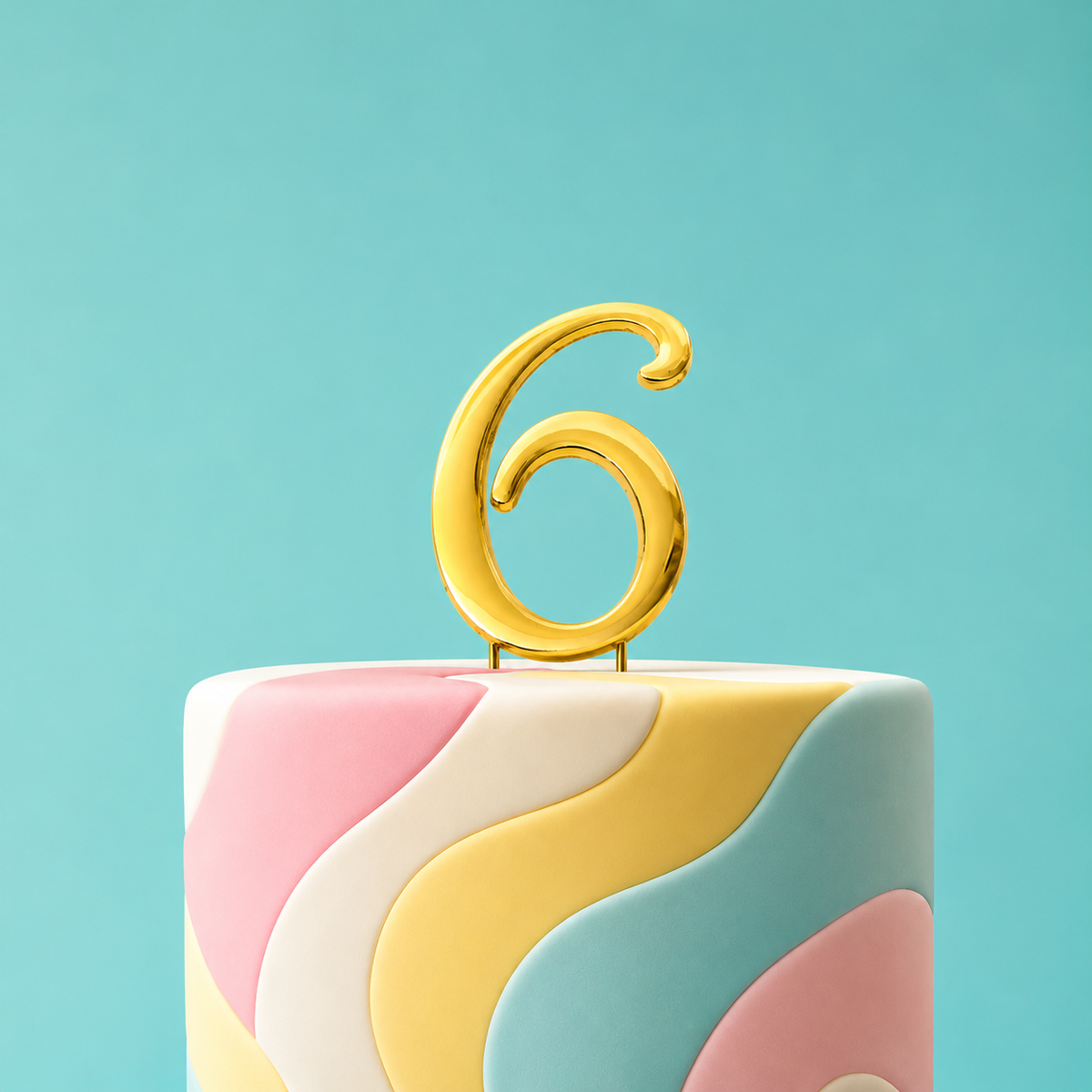 GOLD Cake Topper (7cm) - NUMBER 6