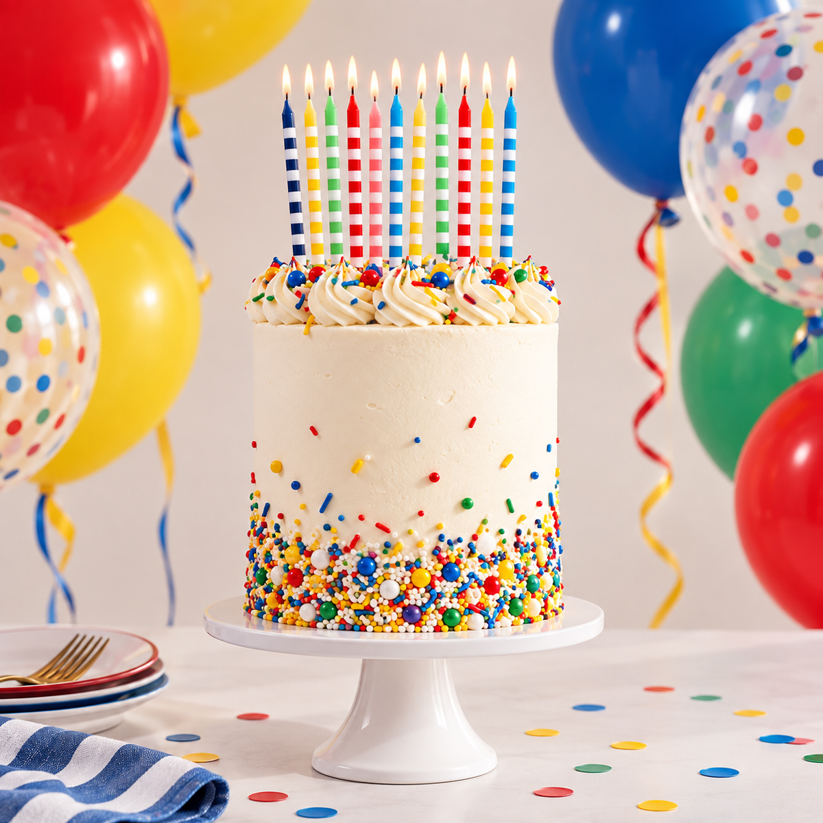 BRIGHT STRIPED Cake Candles (Pack of 12)