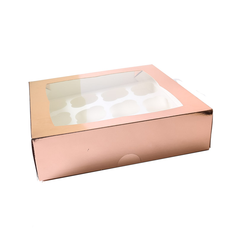 ROSE GOLD Cupcake Box with PVC Window (holds 12 cupcakes)