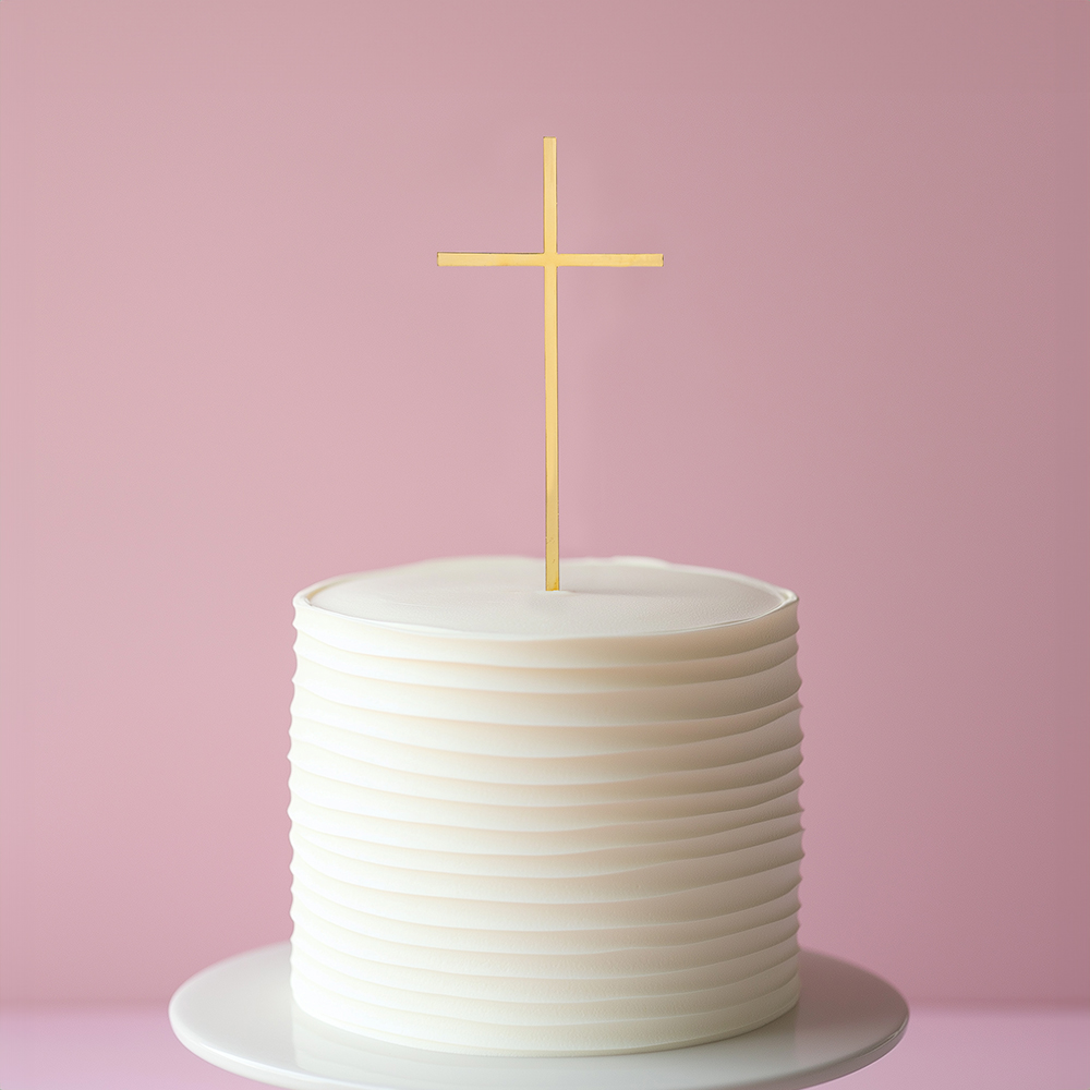 GOLD Metal Cake Topper - FINE CROSS