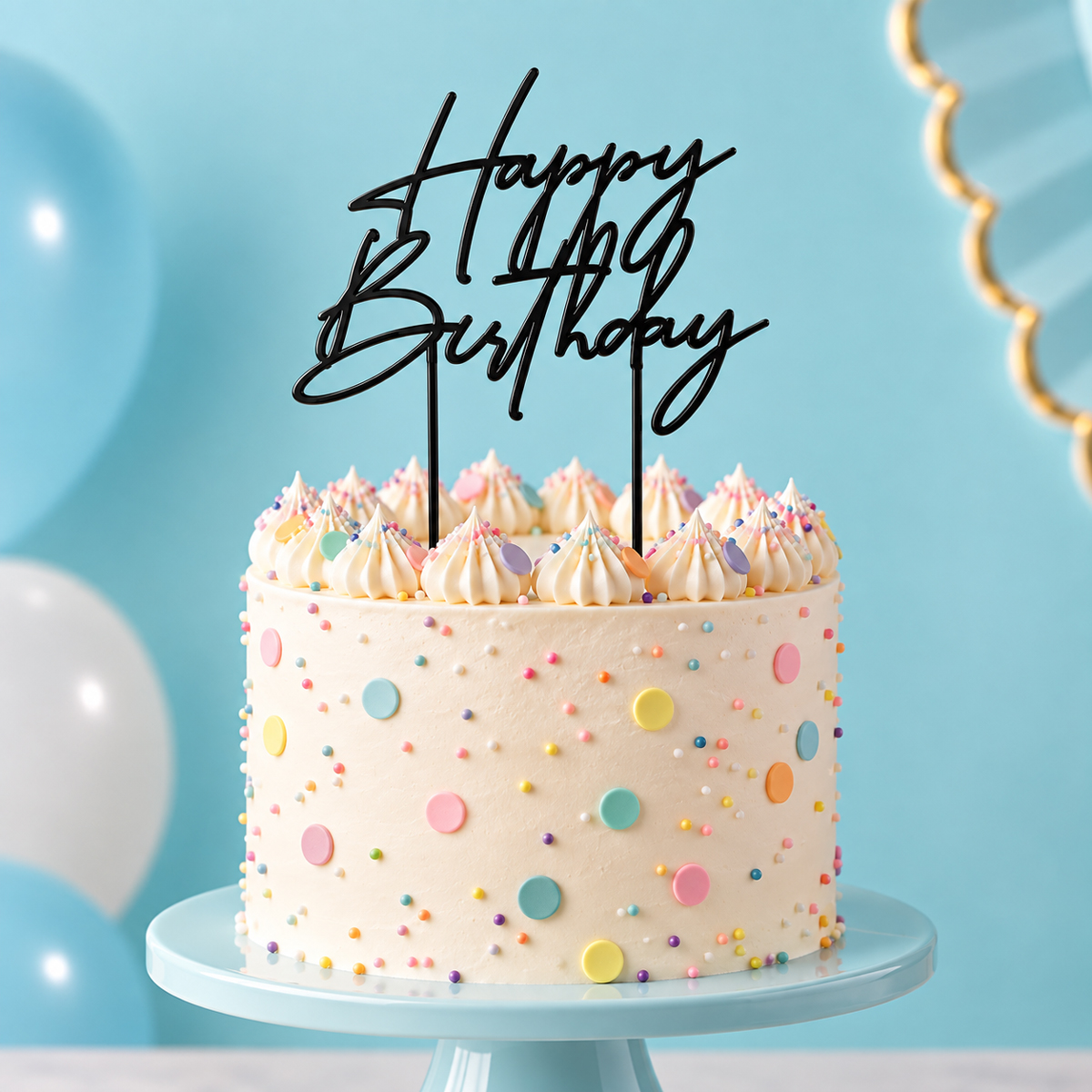 MATTE BLACK Metal Cake Topper - HAPPY BIRTHDAY 4