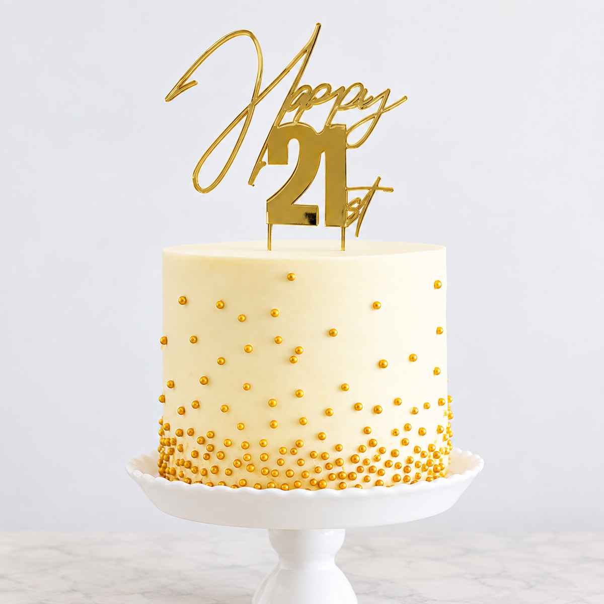GOLD Metal Cake Topper - HAPPY 21st
