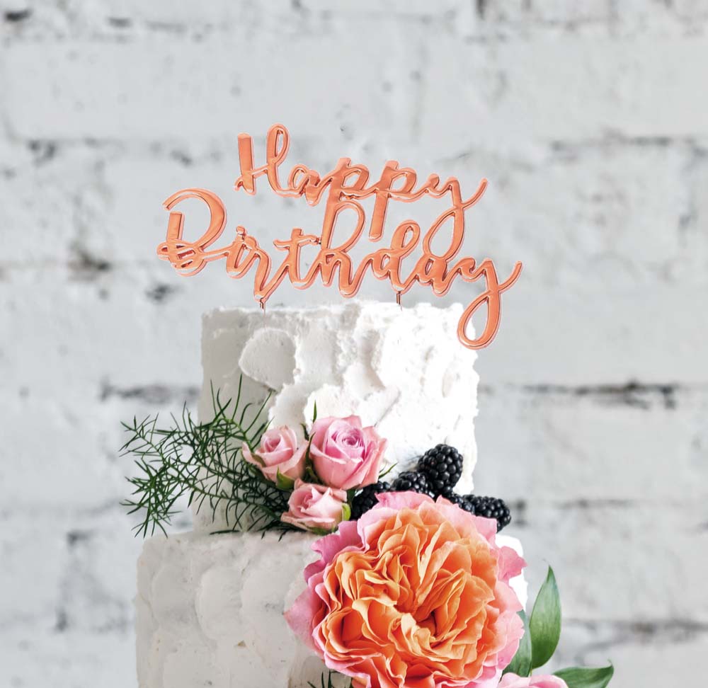 ROSE GOLD Plated Cake Topper - HAPPY BIRTHDAY