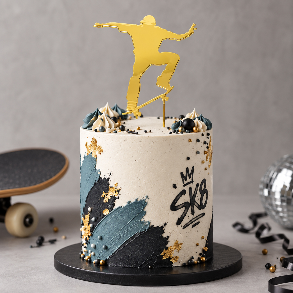 GOLD Plated Cake Topper - SKATER