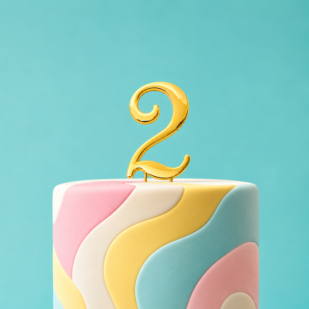 GOLD Cake Topper (7cm) - NUMBER 2