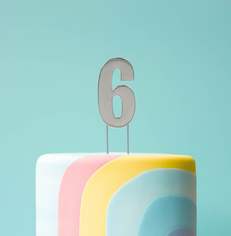 BOLD Cake Topper - SILVER NUMBER 6
