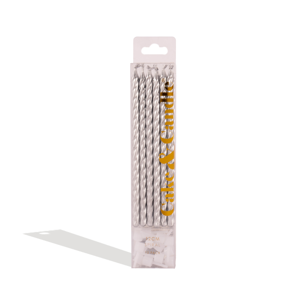 SPIRAL Cake Candles SILVER (Pack of 12)