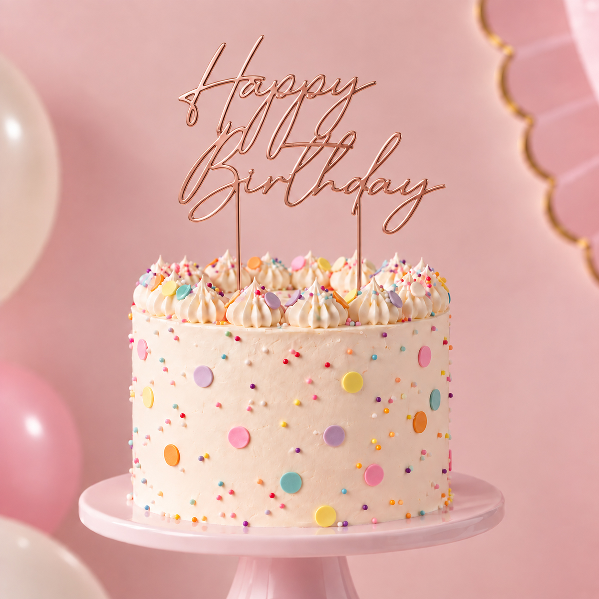 ROSE GOLD Metal Cake Topper - HAPPY BIRTHDAY 3