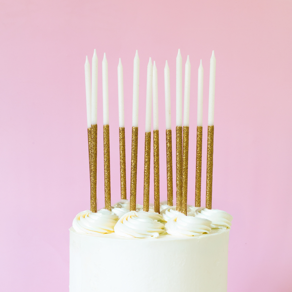 GOLD Glitter Dipped Cake Candles (Pack of 12)