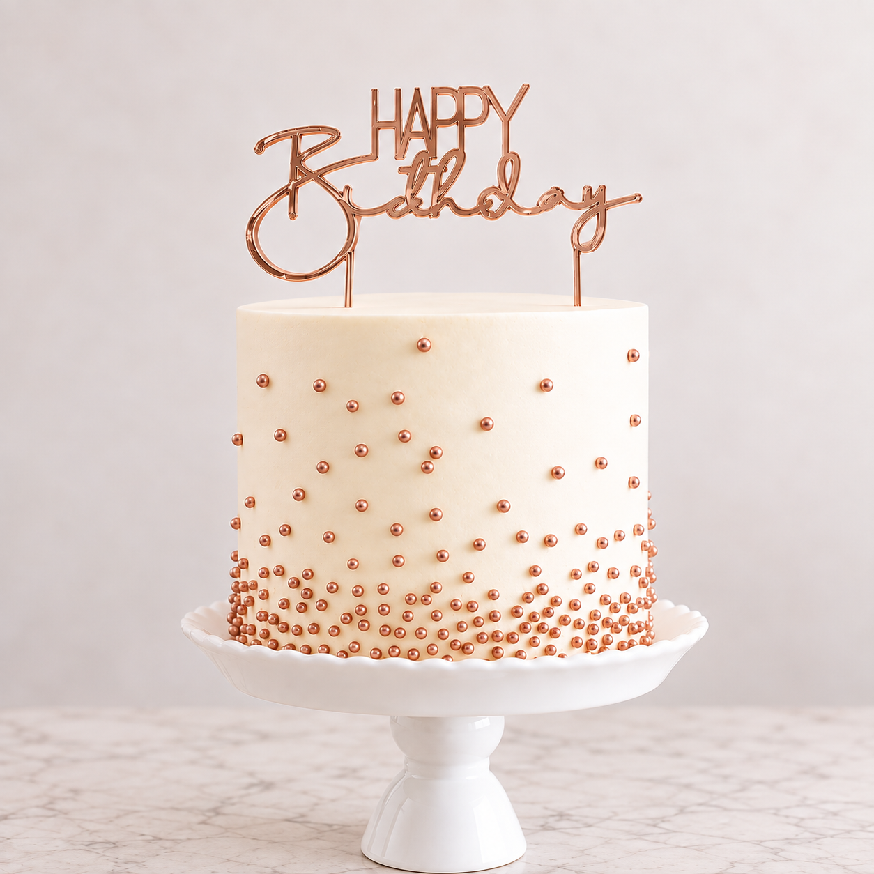 ROSE GOLD Metal Cake Topper - HAPPY BIRTHDAY 2