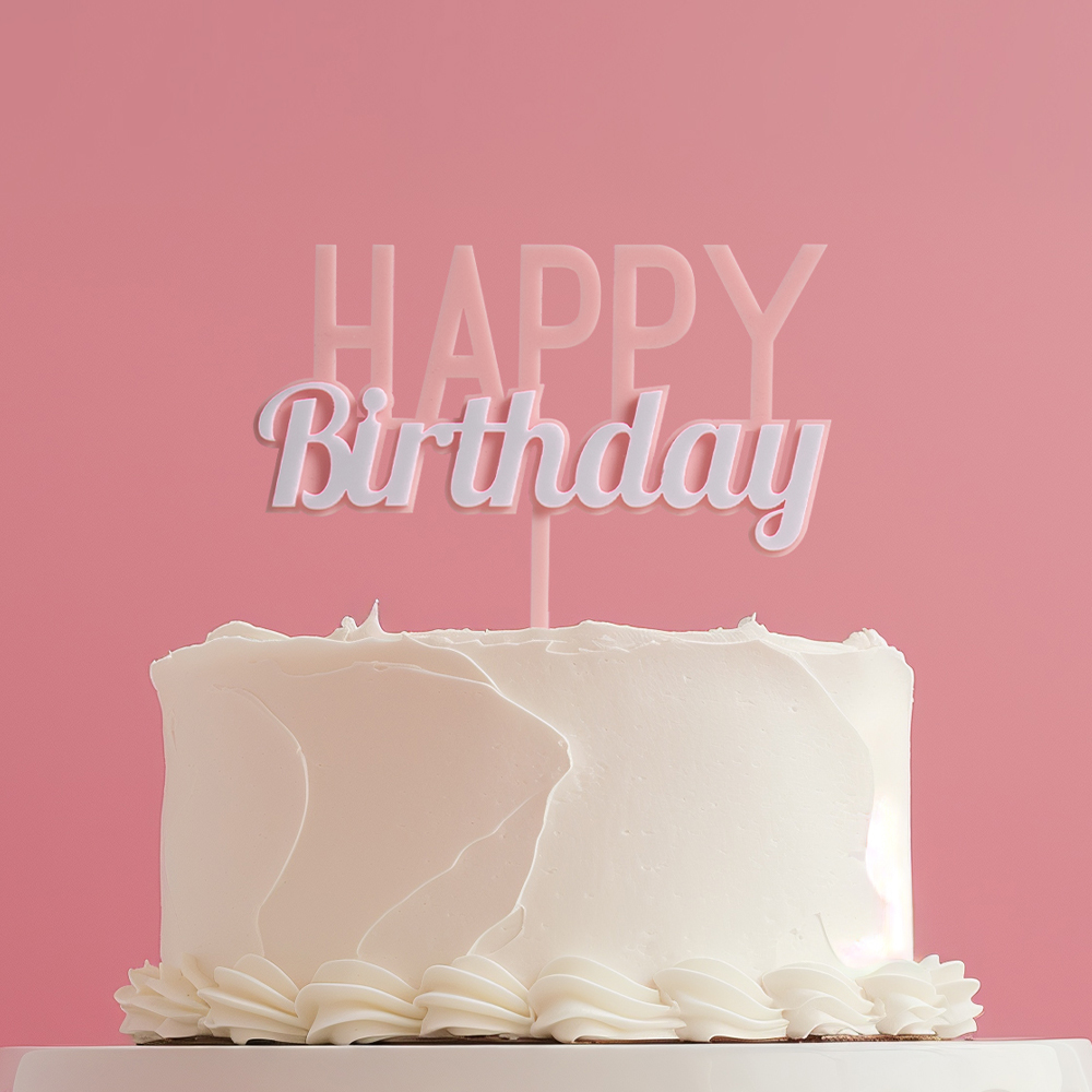 MILKSHAKE Happy Birthday Cake Topper - STRAWBERRY