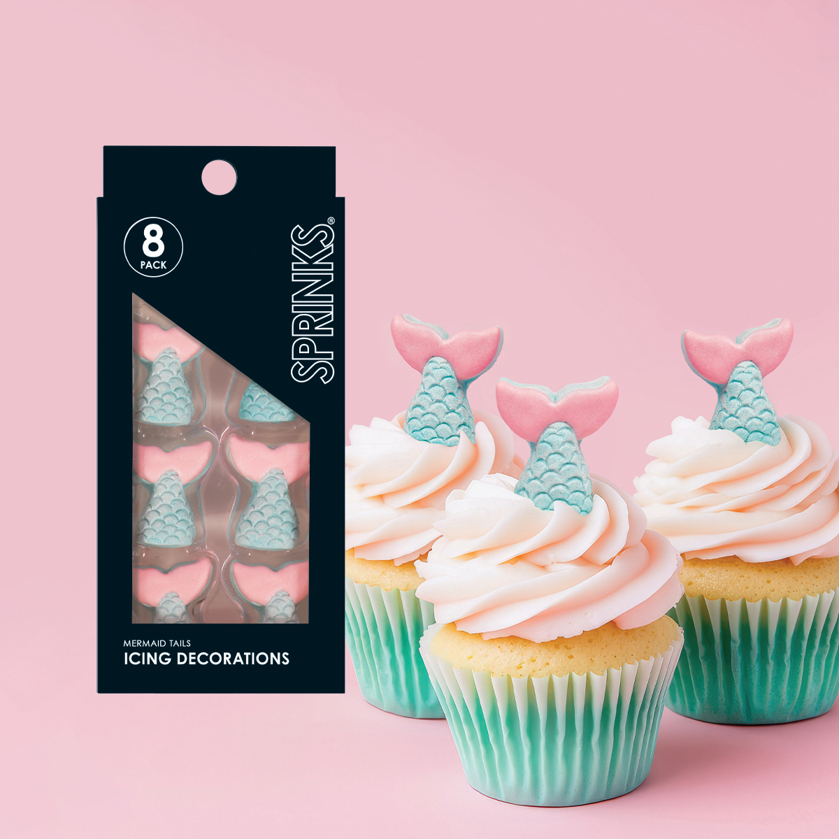 SPRINKS Icing Decorations - MERMAID TAILS (8 pieces)