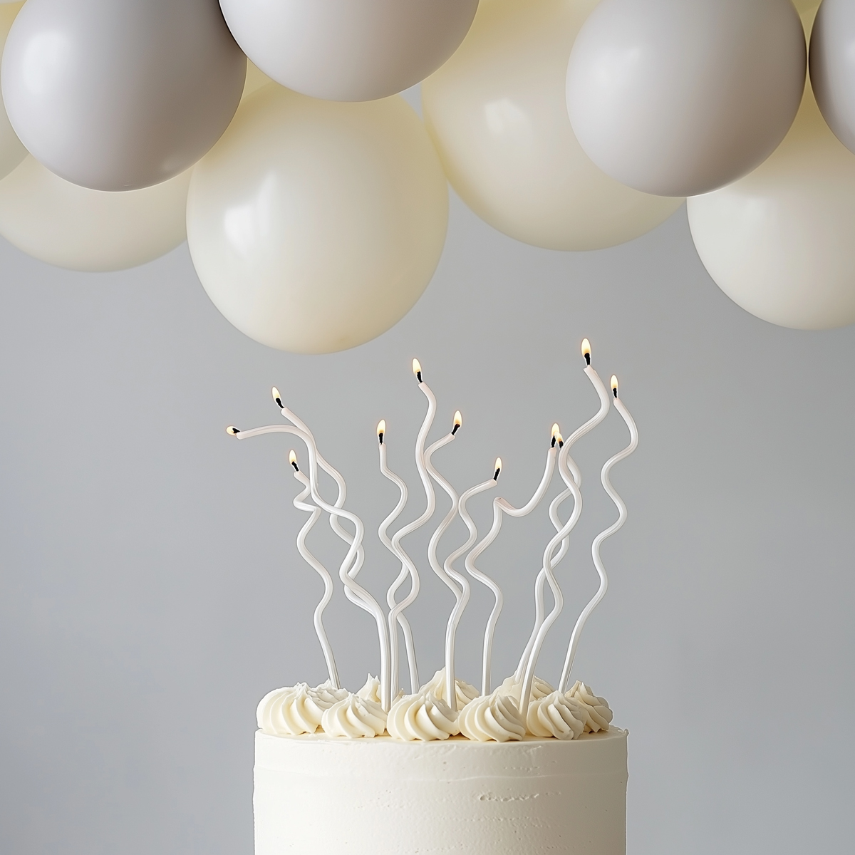 13cm SWIRLY Cake Candles WHITE (Pack of 16)