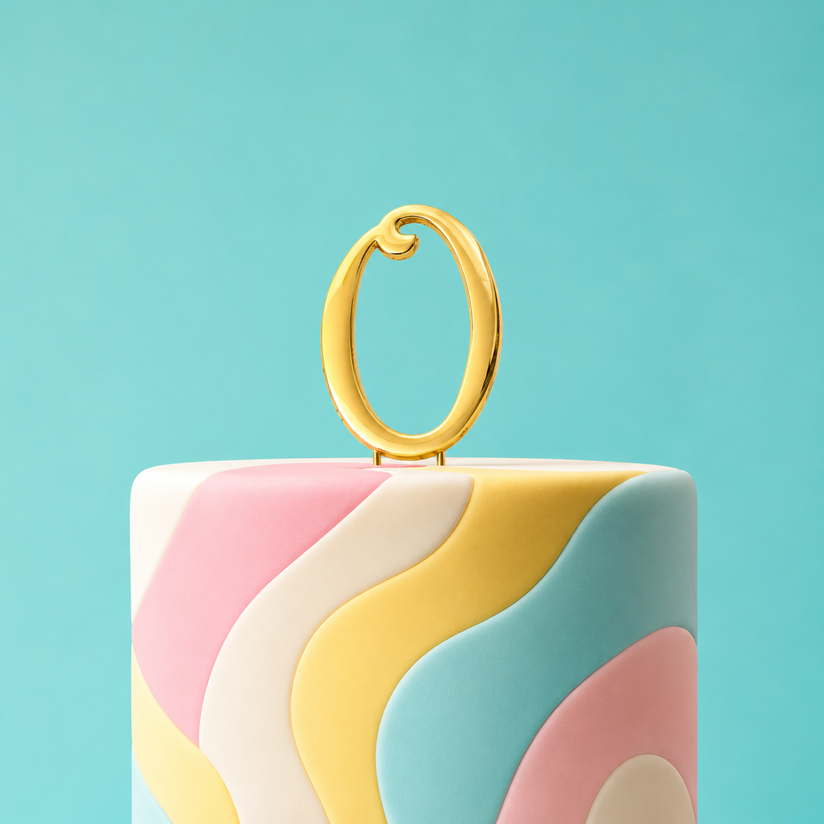 GOLD Cake Topper (7cm) - NUMBER 0