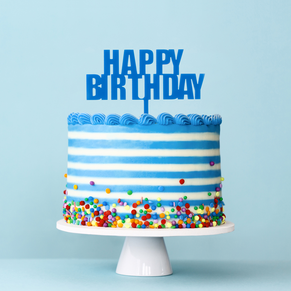 BOLD Happy Birthday Cake Topper - BLUE