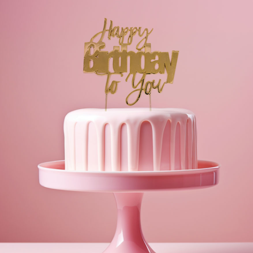 GOLD Metal Cake Topper - HAPPY BIRTHDAY TO YOU