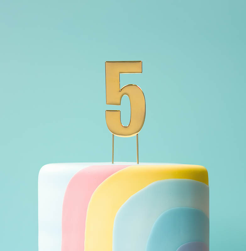 BOLD Cake Topper - GOLD NUMBER 5